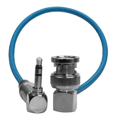 Kondor Blue BNC to 3.5mm Right-Angle Timecode Cable for Broadcast Cameras (25cm)