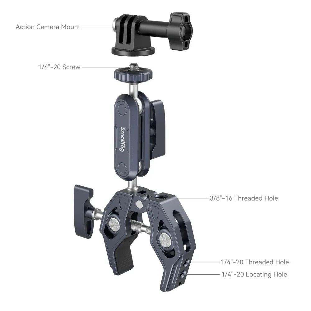 SmallRig 3757B Crab-Shaped Clamp with Ballhead Magic Arm