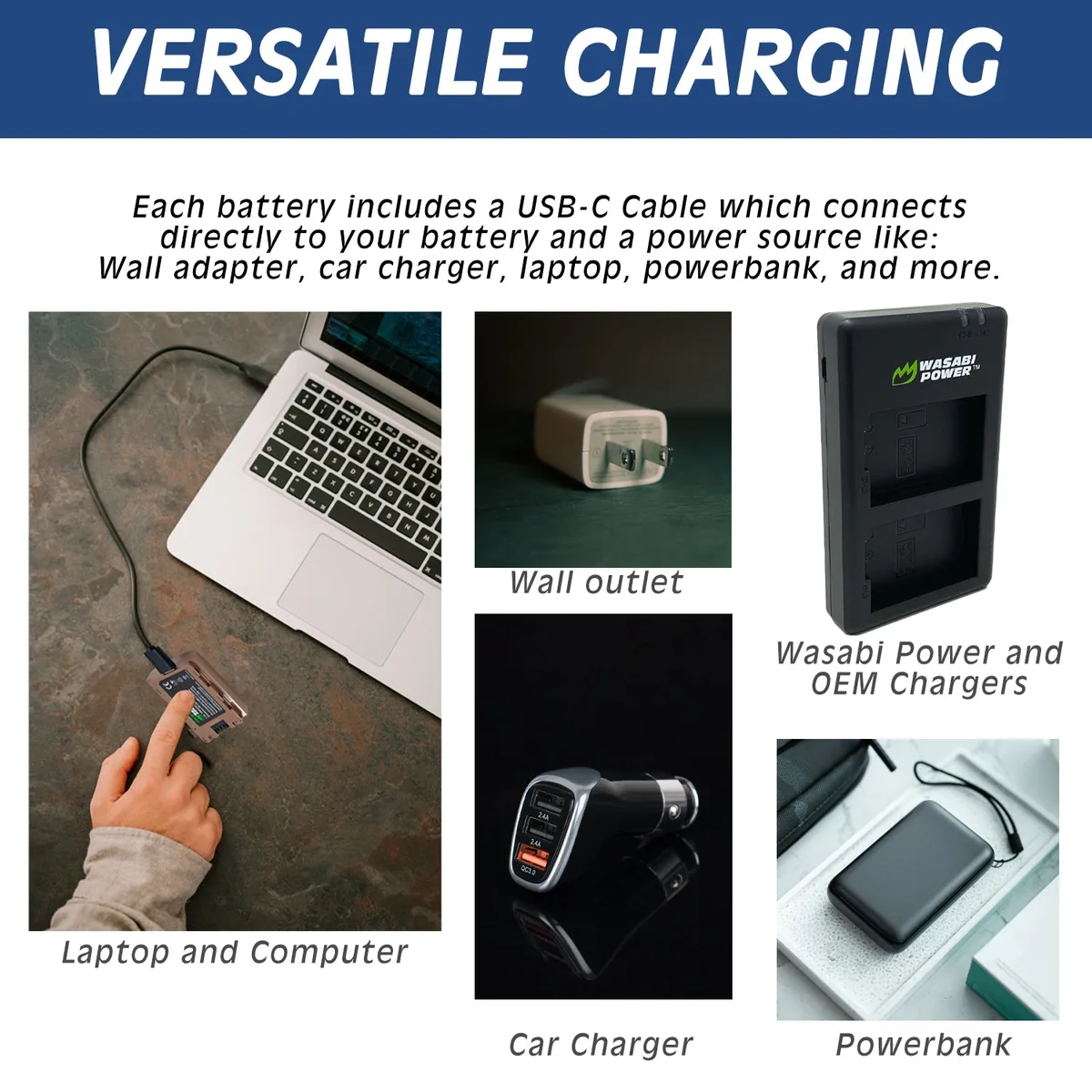 Wasabi Power NP-W126 Battery (USB-C Charging)