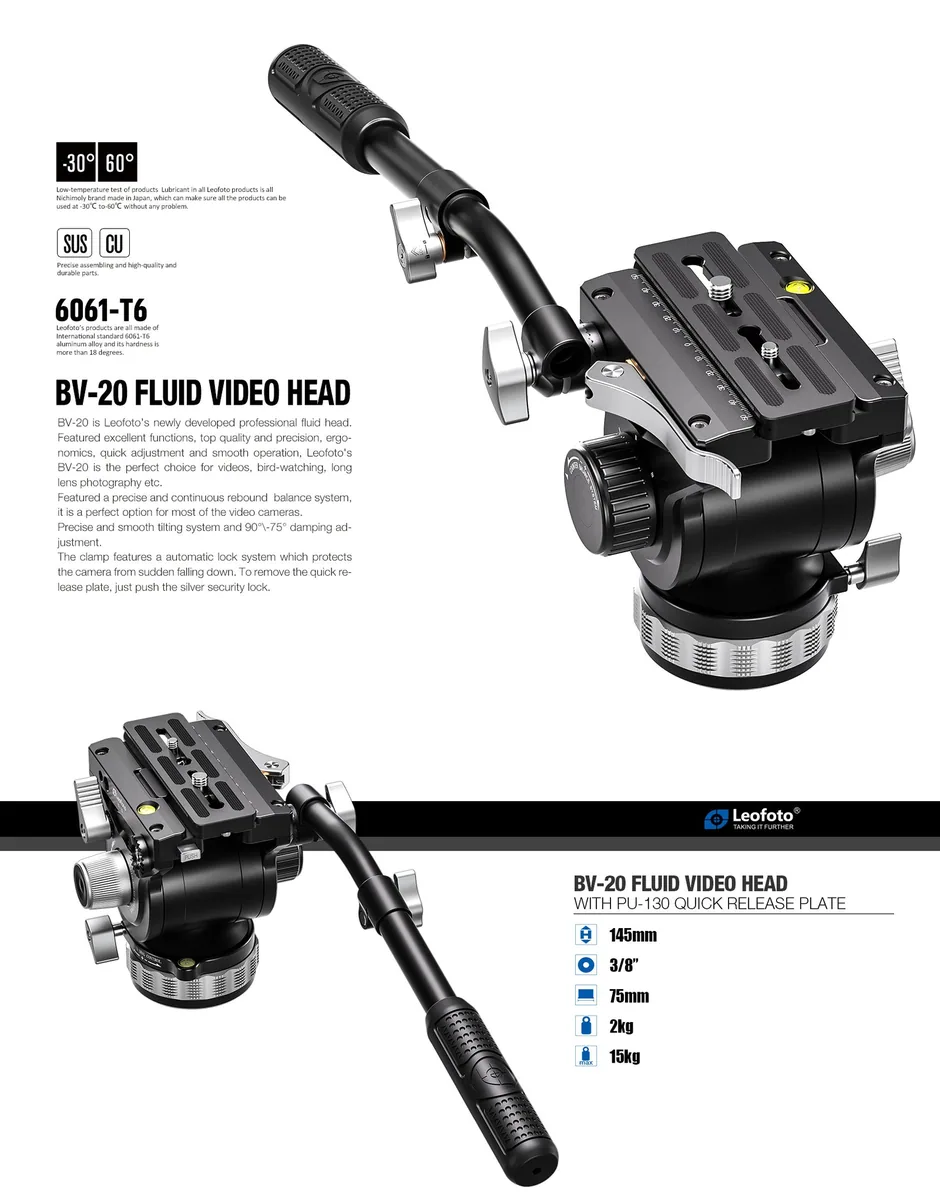 Leofoto BV-20 Fluid Tripod Head