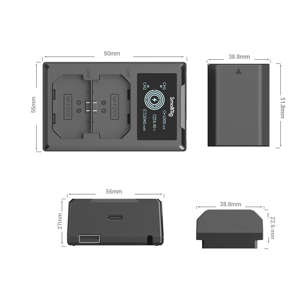 SmallRig 3824B NP-FZ100 Camera Battery and Charger Kit