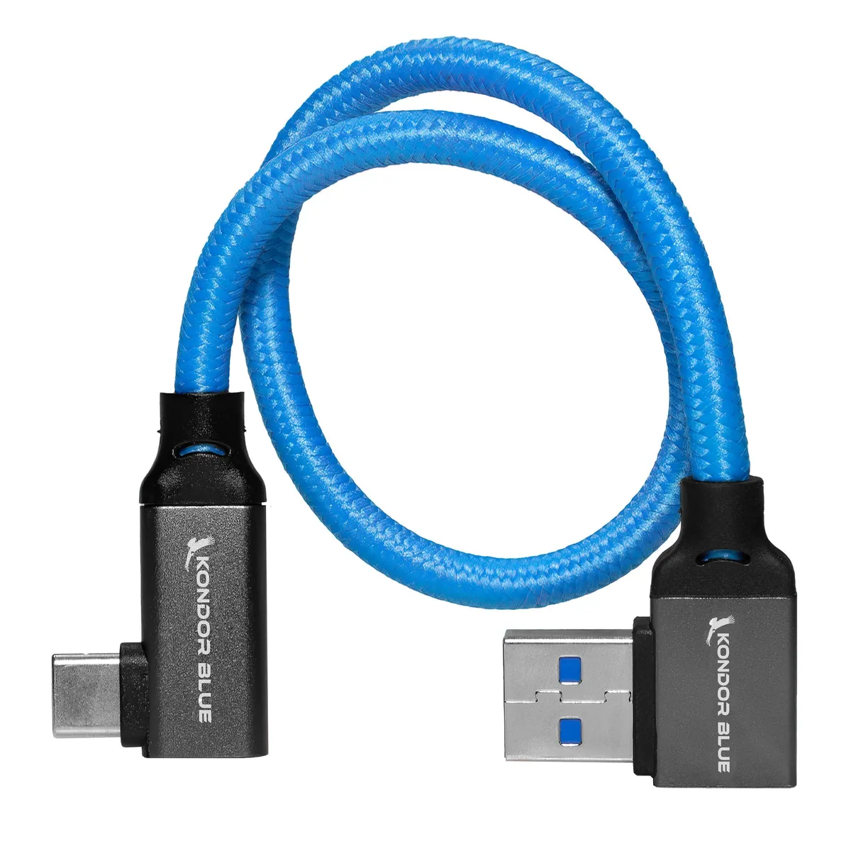Kondor Blue 30cm USB-C to USB-A Right Angle Cable (Blue)