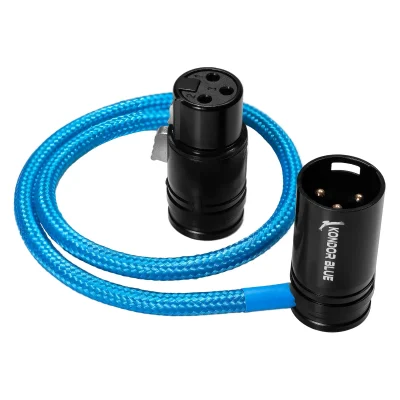 Kondor Blue Straight Low-Profile Right-Angle XLR Cable (40cm, Blue)
