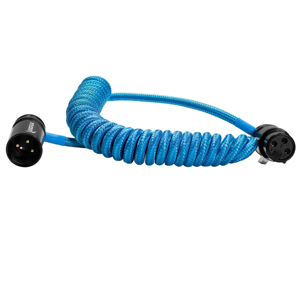 Kondor Blue Coiled Low-Profile Right-Angle XLR Cable (30-60cm, Blue)