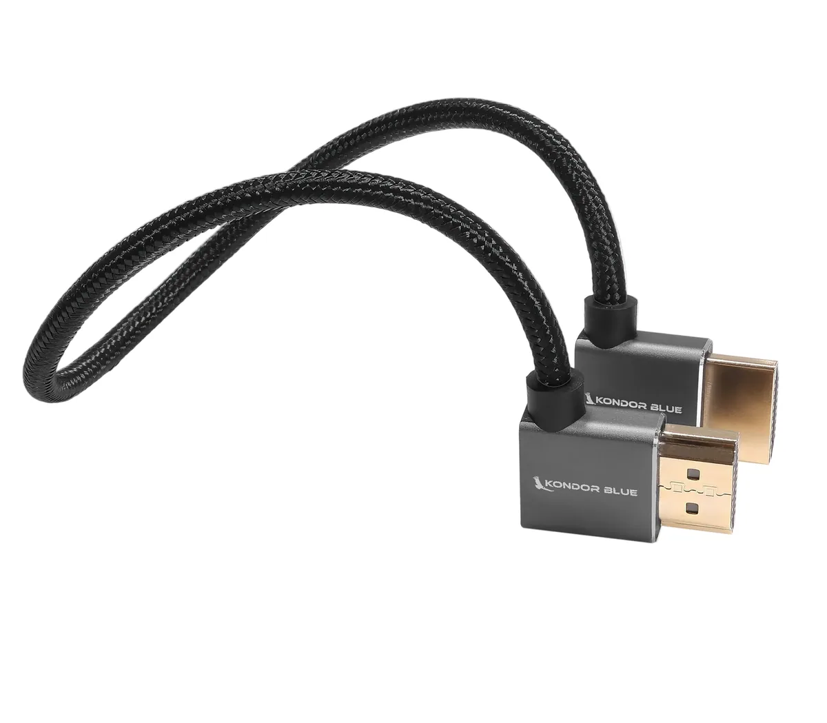 Kondor Blue Right-Angle to Left-Angle High-Speed HDMI Cable (Raven Black, 30cm)