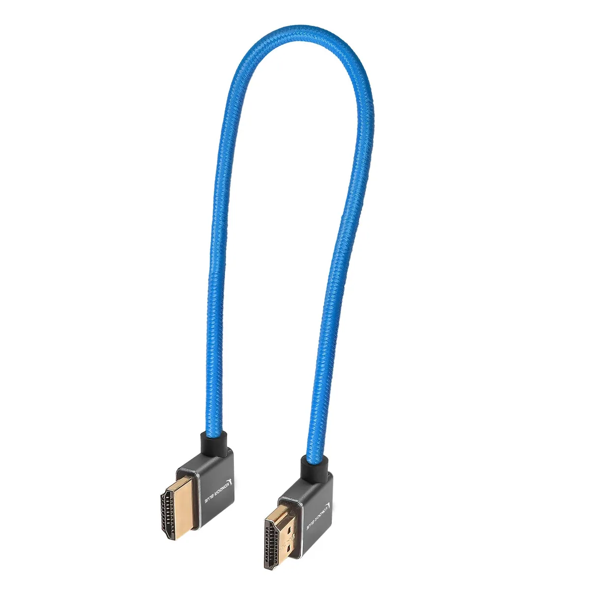 Kondor Blue Right-Angle to Left-Angle High-Speed HDMI Cable (Raven Black, 30cm)