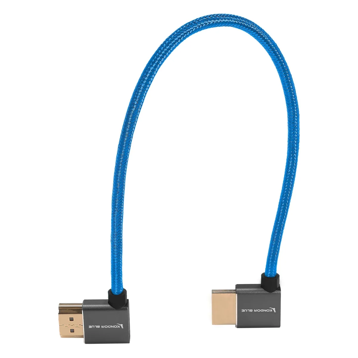 Kondor Blue Right-Angle to Left-Angle High-Speed HDMI Cable (Raven Black, 30cm)