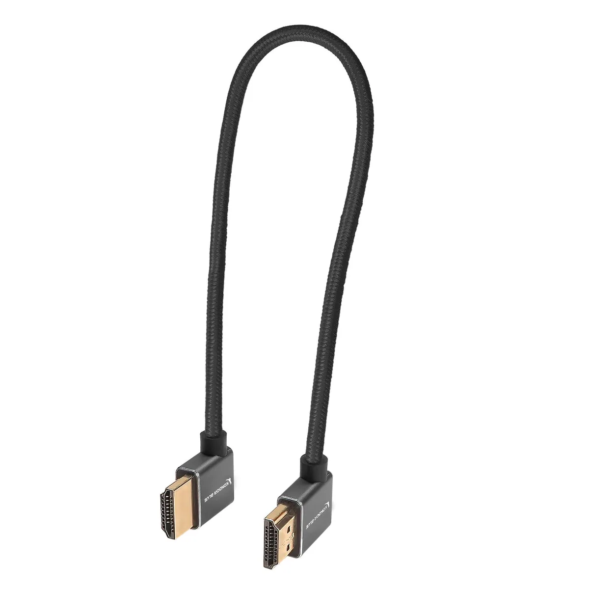 Kondor Blue Right-Angle to Left-Angle High-Speed HDMI Cable (Raven Black, 30cm)