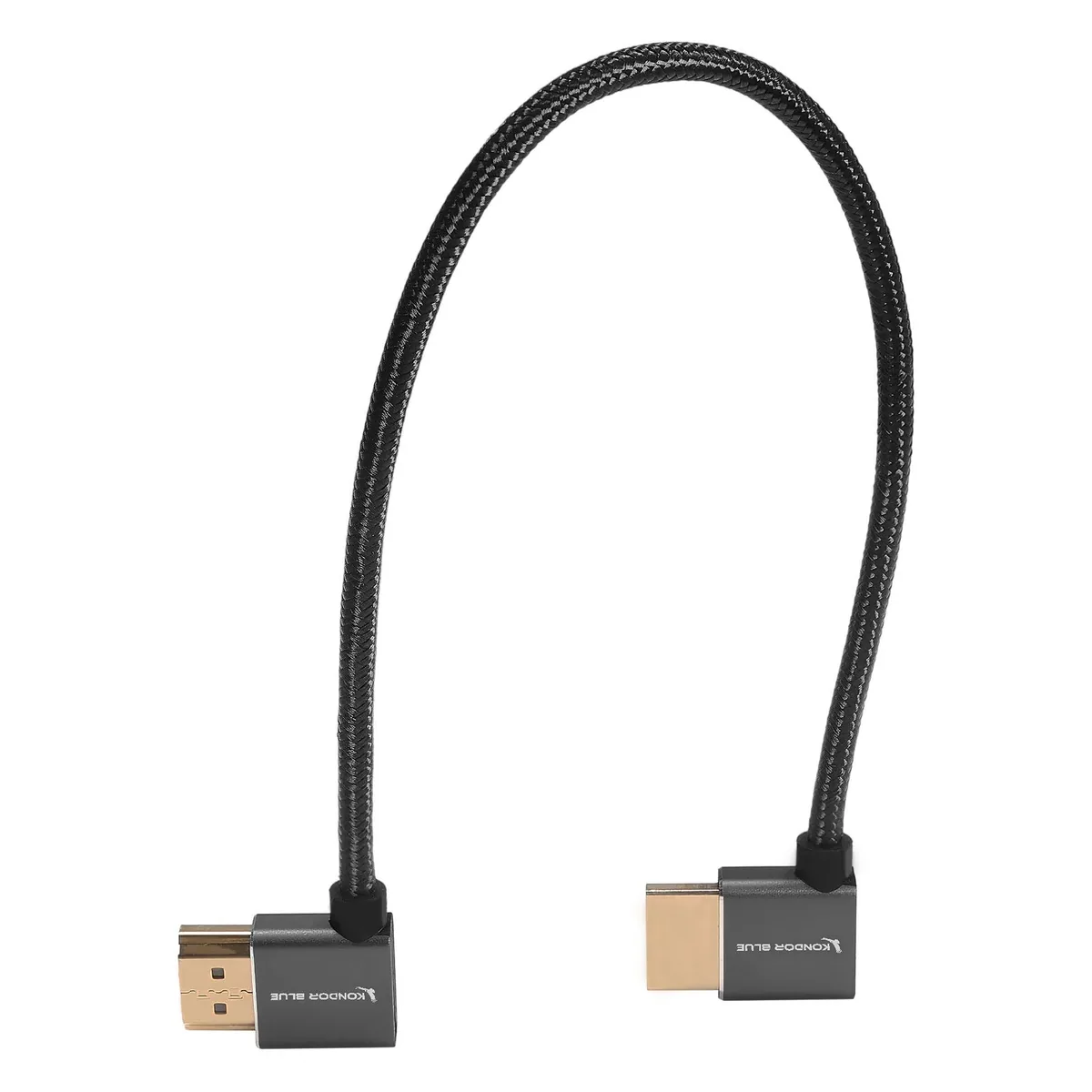 Kondor Blue Right-Angle to Left-Angle High-Speed HDMI Cable (Raven Black, 30cm)