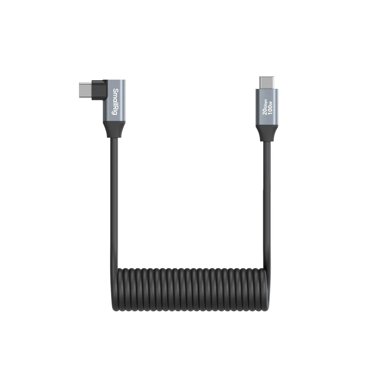 SmallRig 4792 Straight USB-C to Angled USB-C Coiled Data Cable (35cm)
