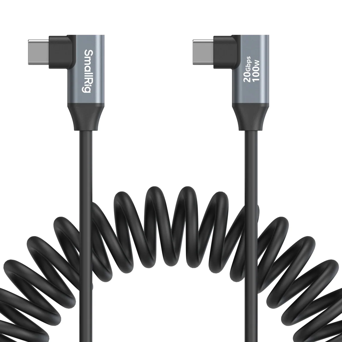 SmallRig 4792 Straight USB-C to Angled USB-C Coiled Data Cable (35cm)