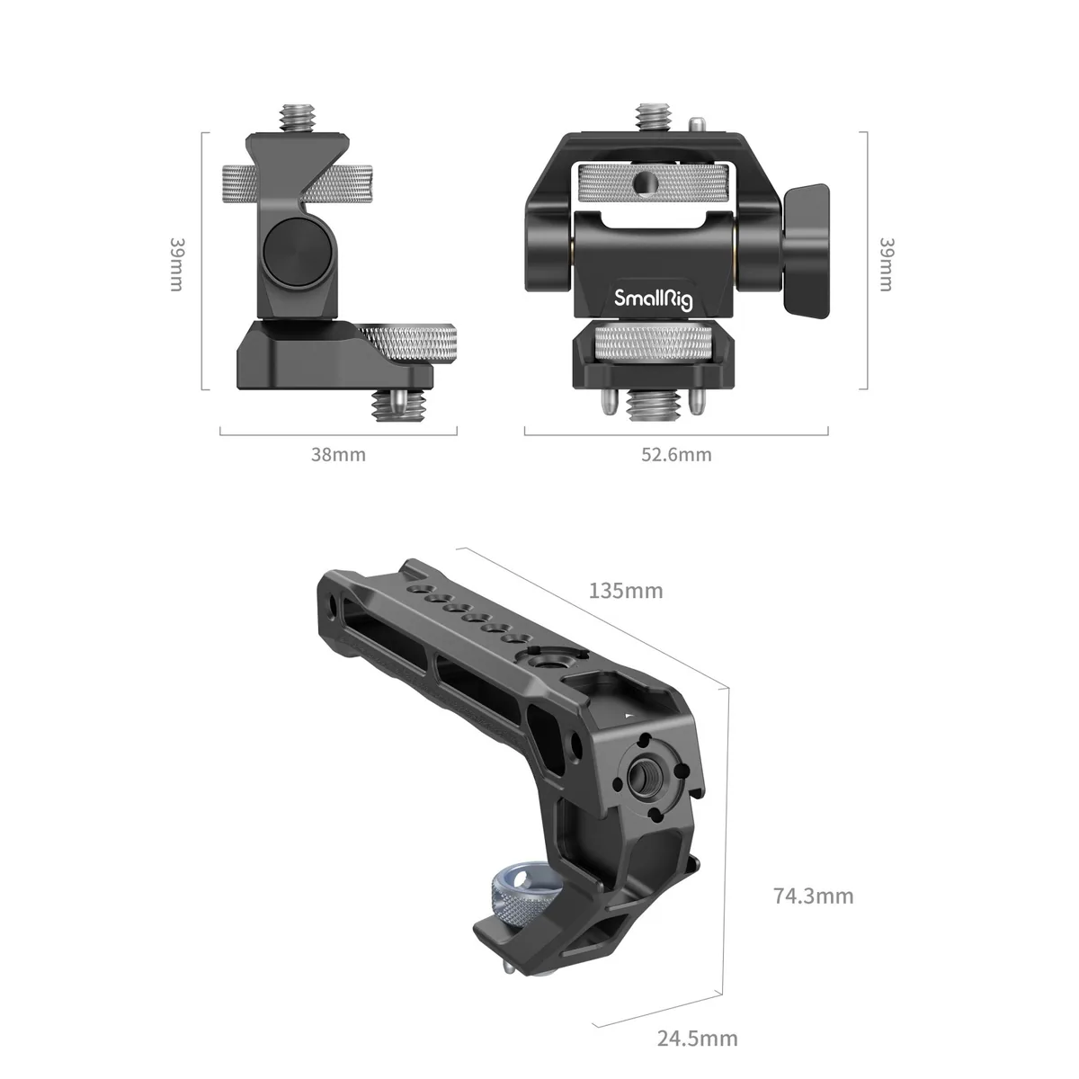 SmallRig 5323 Top Handle with Monitor Support Kit (Compatible with ARRI 3/8”-16 Screw)