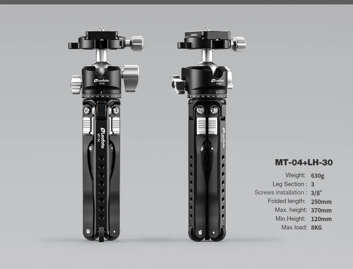 Leofoto Spider MT-04 Aluminum Mini Tripod with LH-30 Ball Head