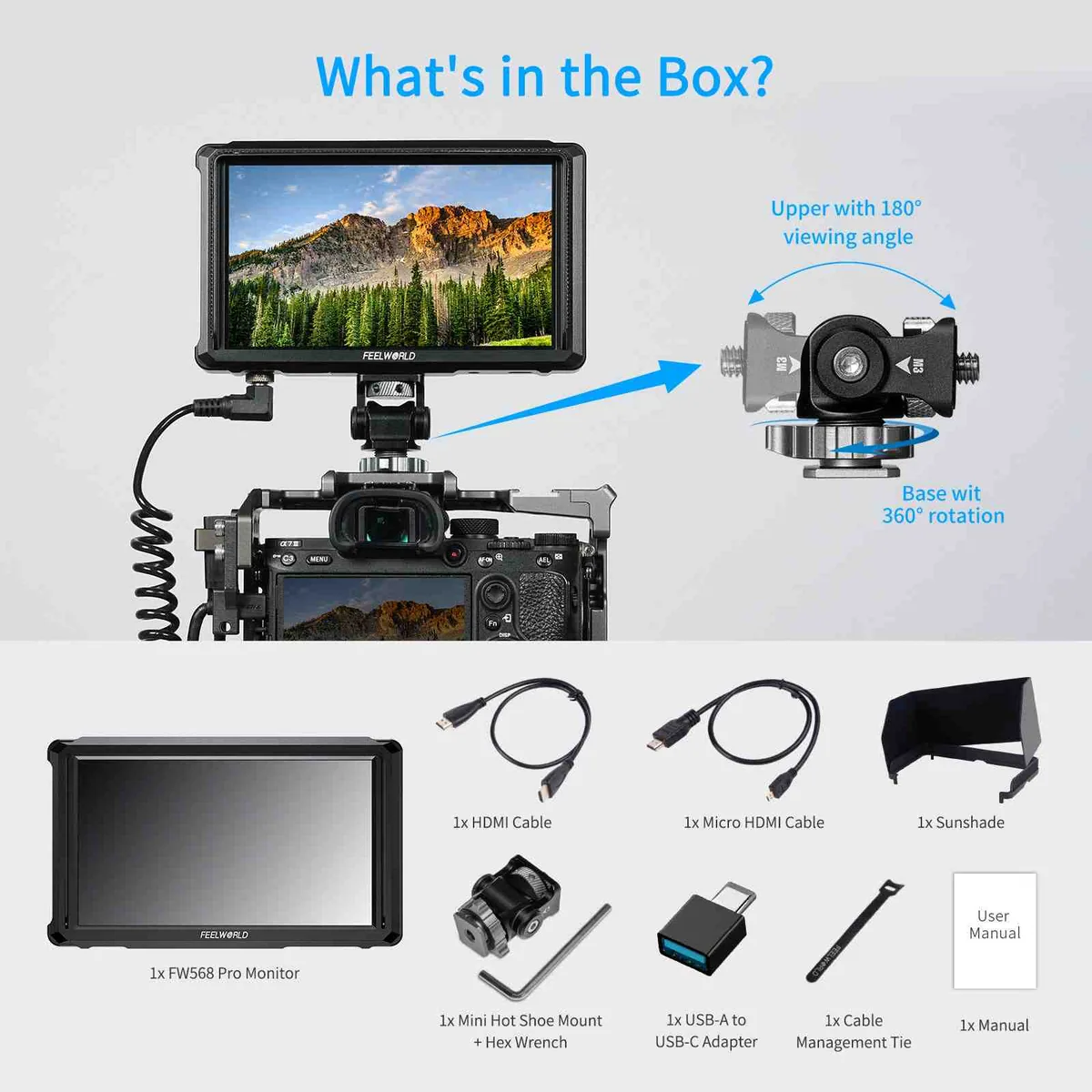 FeelWorld FW568 PRO 6″ High-Bright On-Camera 4K HDMI Monitor
