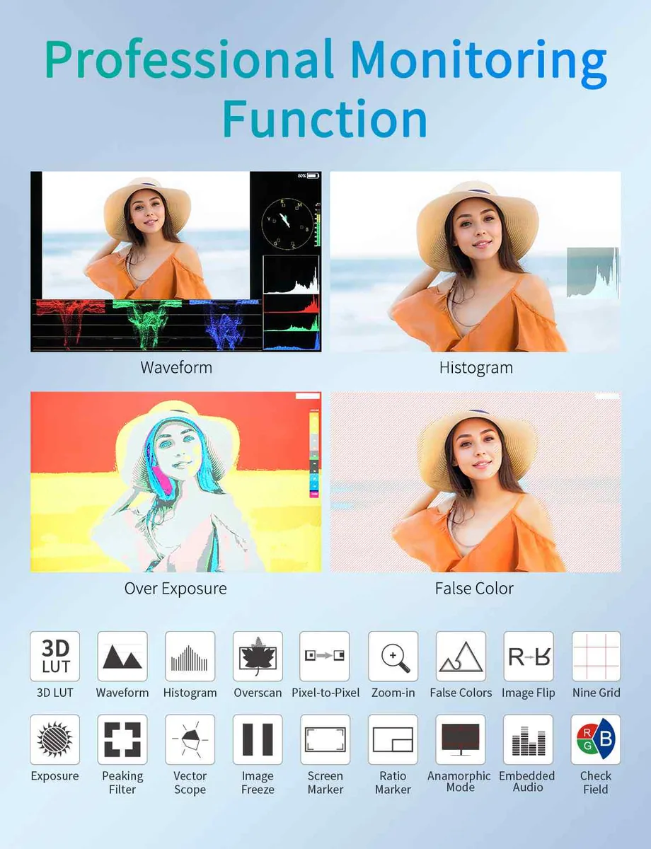 FeelWorld T7 PRO 7″ High-Bright HDMI On-Camera Monitor with 3D LUTs