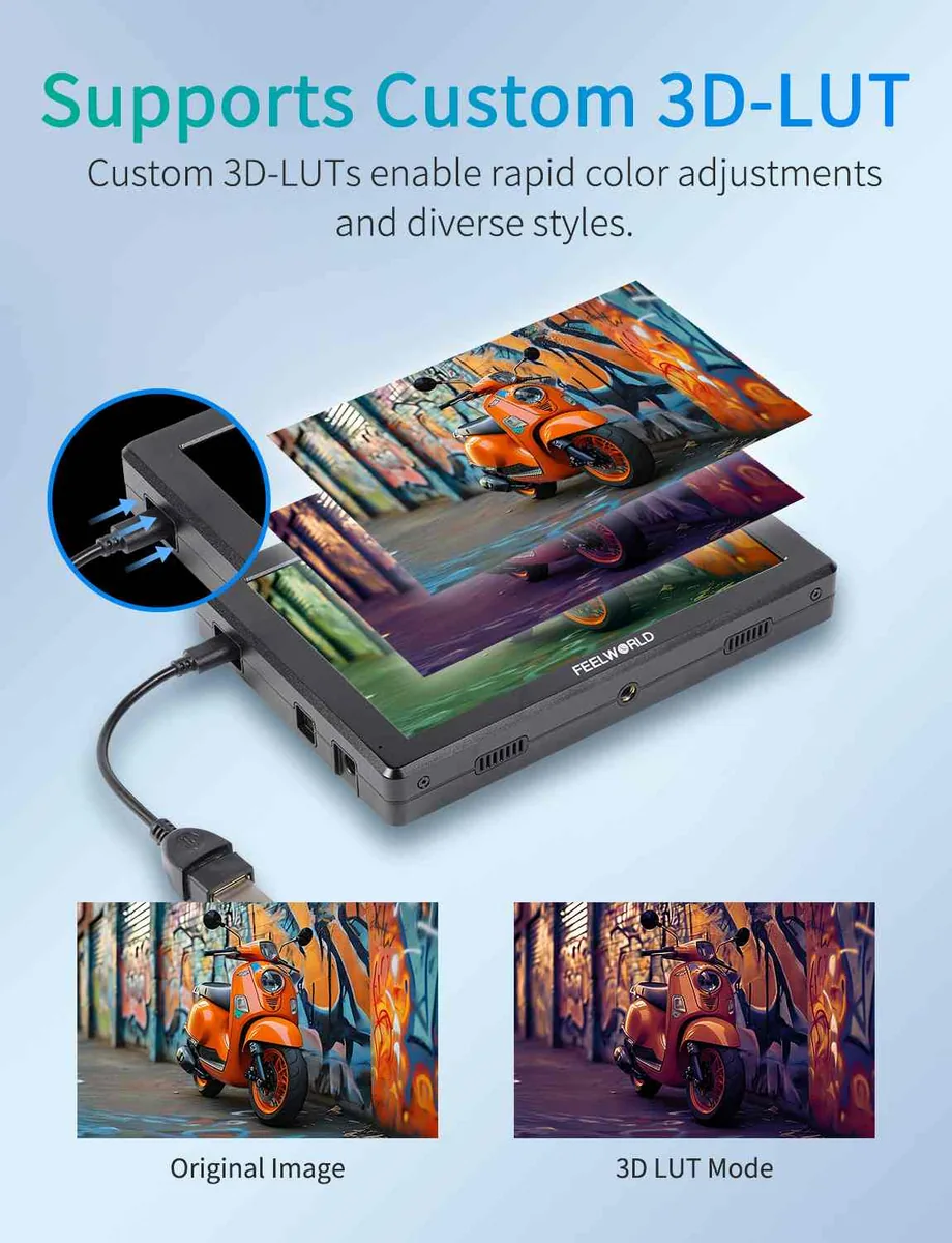 FeelWorld T7 PRO 7″ High-Bright HDMI On-Camera Monitor with 3D LUTs