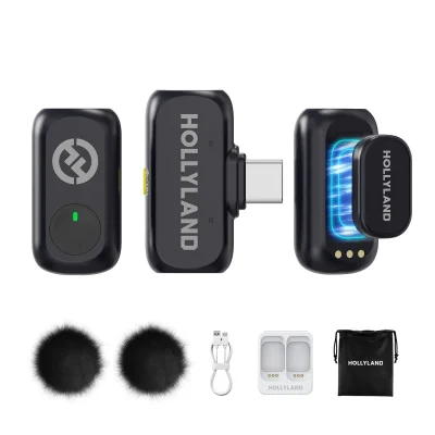 Hollyland LARK A1 Mini Duo 2-Person Wireless Microphone System with USB-C (Space Gray)
