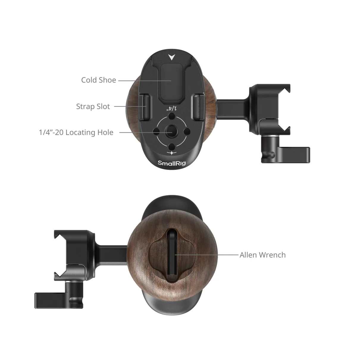 SmallRig 5239 Wooden Side Handle with NATO Clamp