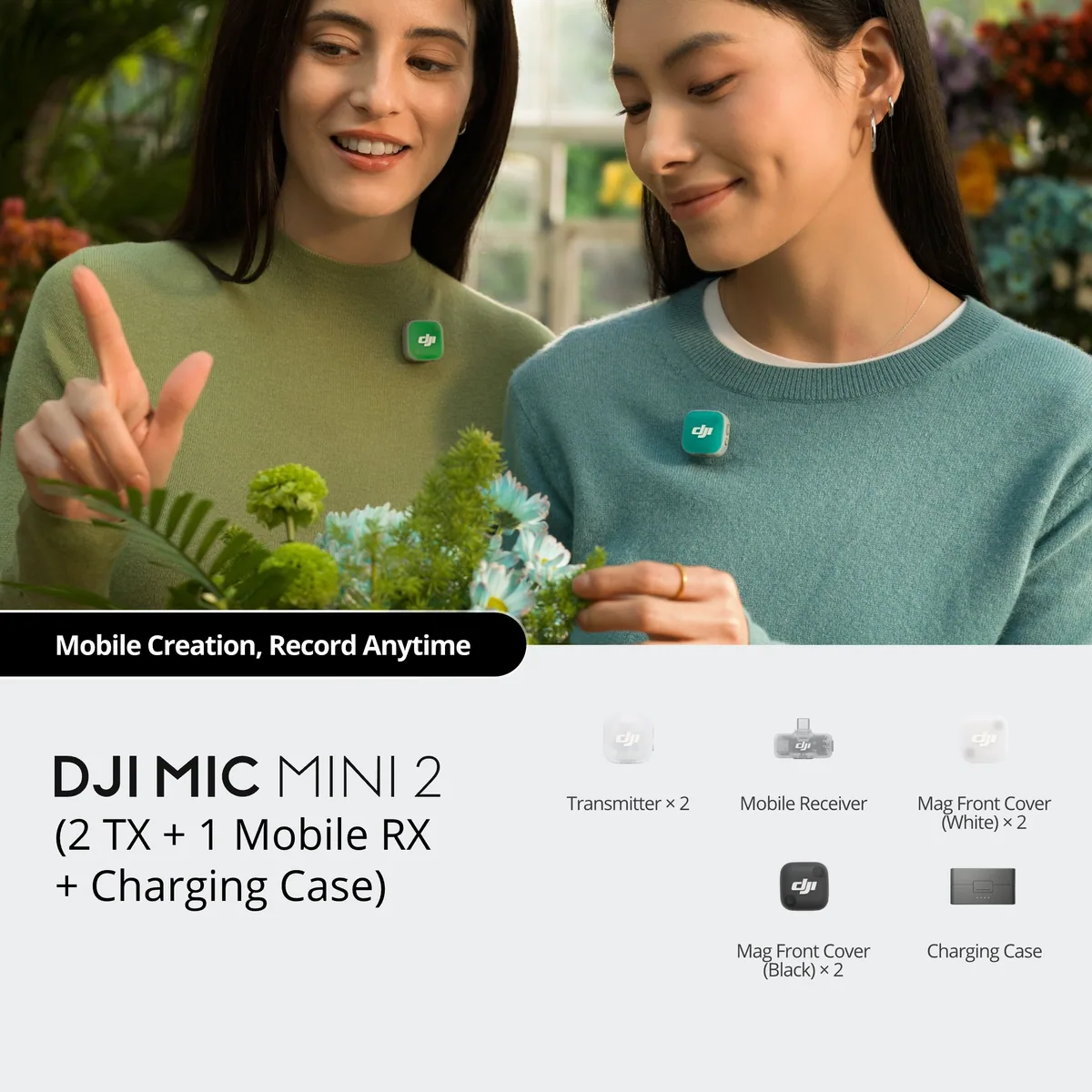 DJI Mic Mini 2 Wireless Microphone System with Charging Case (2TX+ Mobile RX)