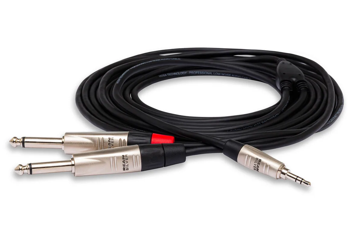 Hosa HMP-006Y REAN 3.5mm TRS to Dual 1/4″ TS Pro Stereo Breakout Cable – 6′