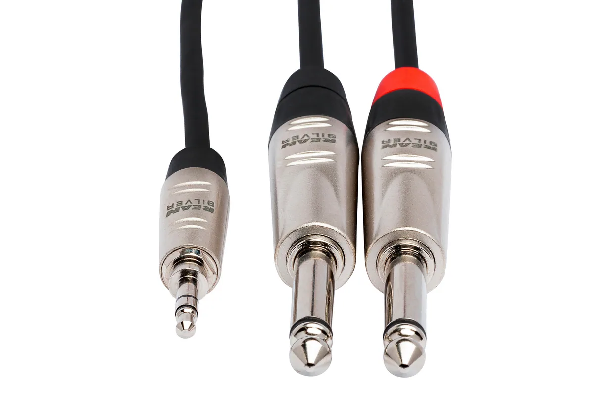 Hosa HMP-006Y REAN 3.5mm TRS to Dual 1/4″ TS Pro Stereo Breakout Cable – 6′