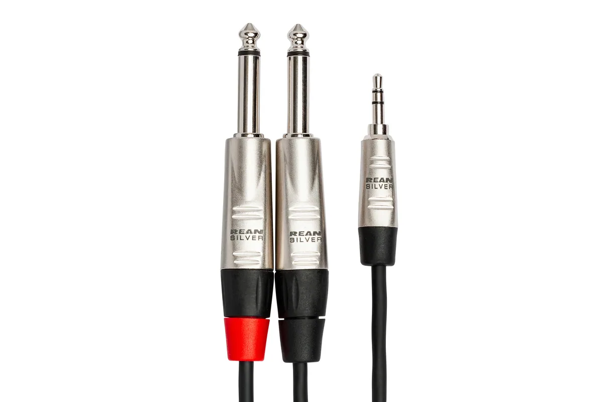 Hosa HMP-010Y REAN 3.5mm TRS to Dual 1/4″ TS Pro Stereo Breakout Cable – 10′