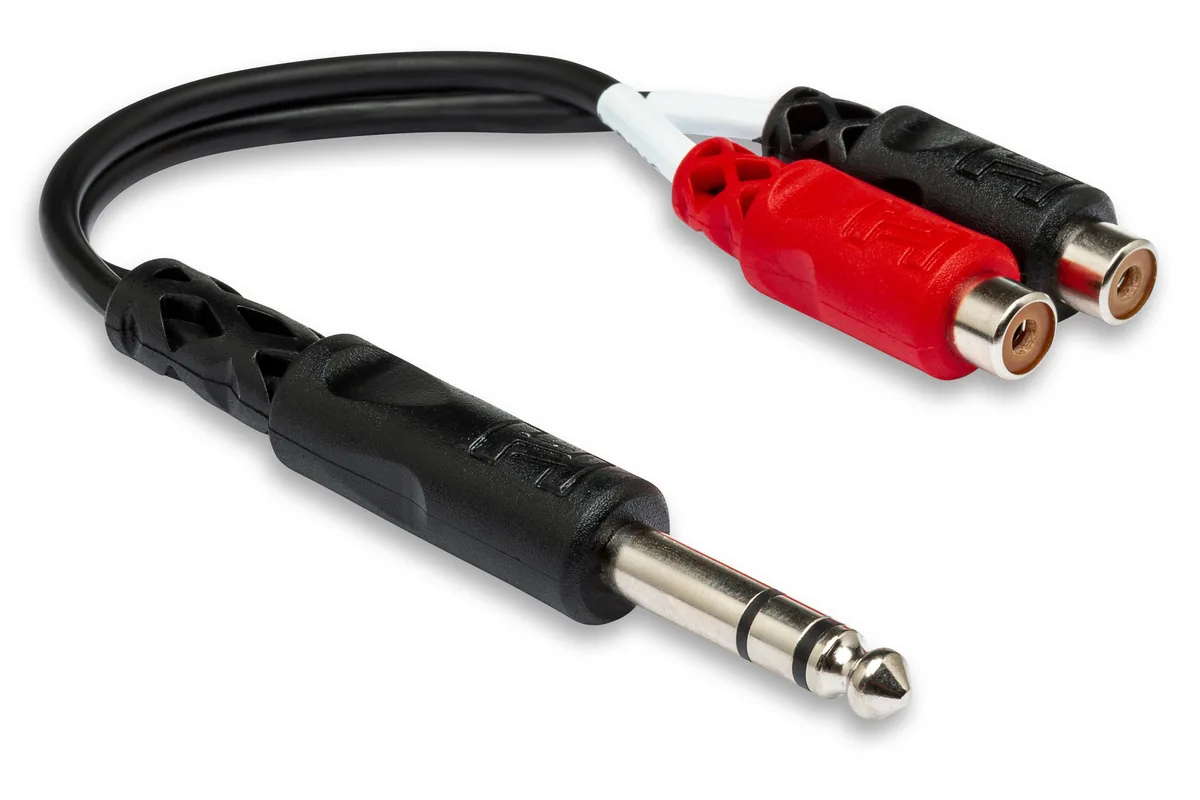 Hosa YPR-102 Stereo 1/4″ Male to 2 RCA Female Y-Cable – 6″