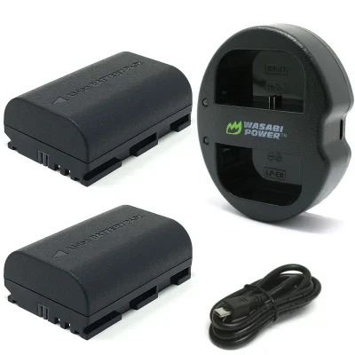 Wasabi Power Battery and Dual USB Charger for Canon LP-E6 (2-Pack)