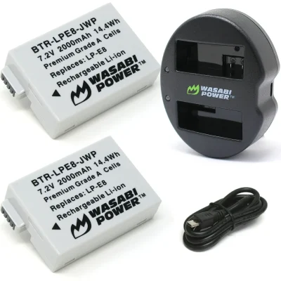 Wasabi Power Battery and Dual USB Charger for Canon LP-E8 (2-Pack)