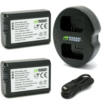 Wasabi Power Battery and Dual USB Charger for Sony NP-FW50 (2-Pack)