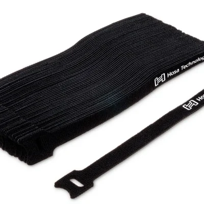 Hosa Technology WTI-508 Hook & Loop Cable Ties 0.5 x 8″ (Black, 50-Pack)