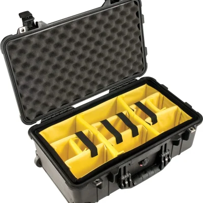 Pelican 1510 Carry On Case with Yellow and Black Divider Set (Black)