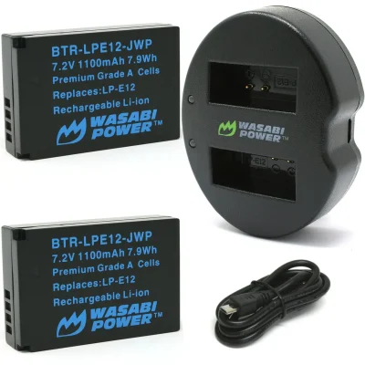 Wasabi Power Battery and Dual USB Charger for Canon LP-E12 (2-Pack)