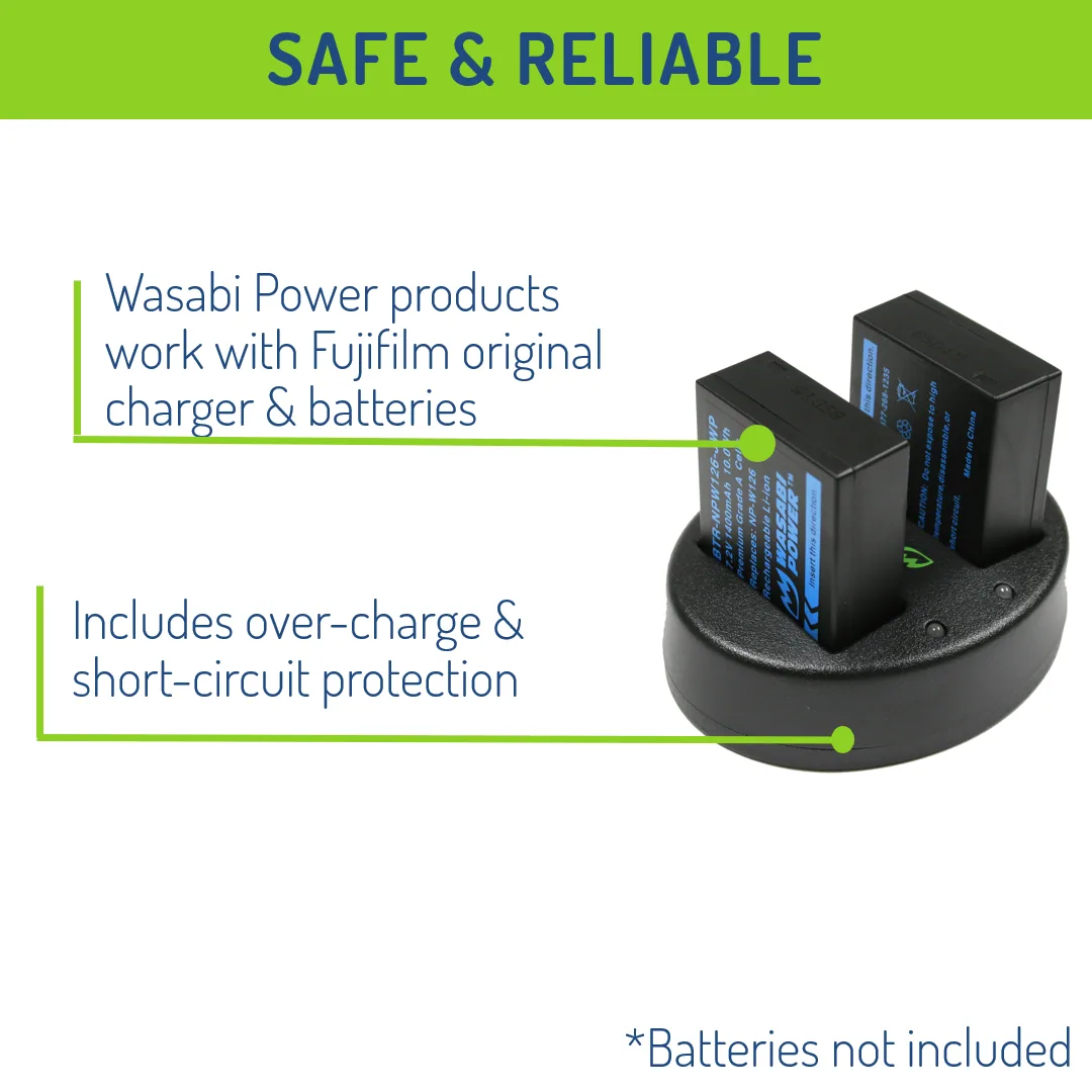 Wasabi Power Dual USB Charger for Fujifilm NP-W126, NP-W126S, BC-W126