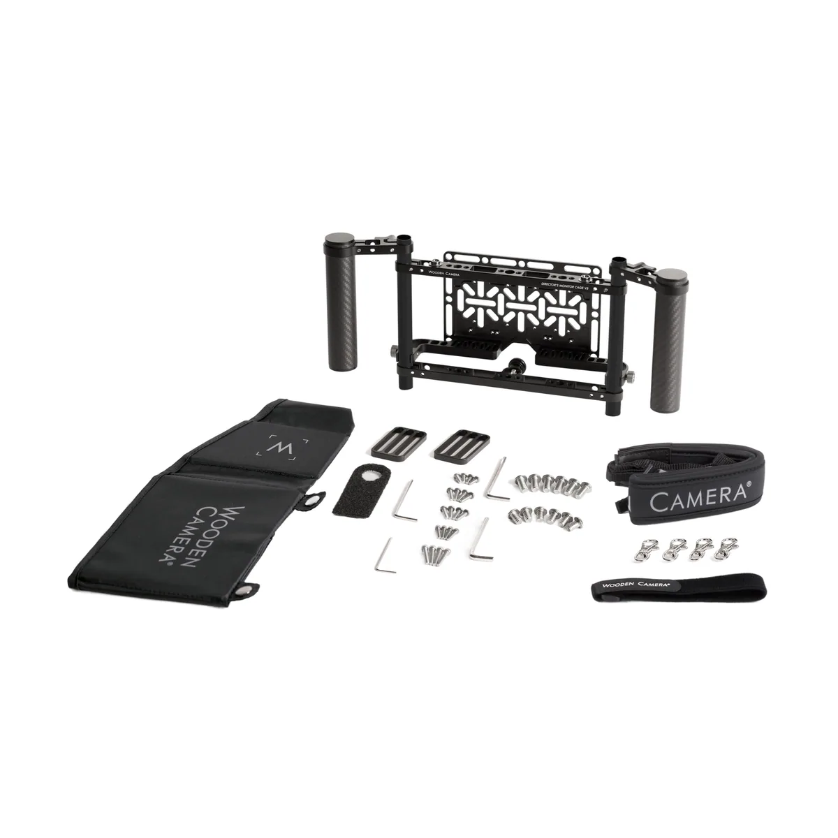 Wooden Camera Director’s Monitor Cage v3 with Carbon Fiber Handgrips