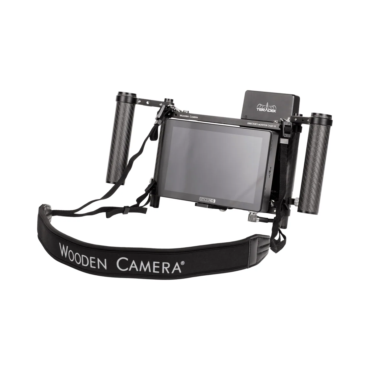 Wooden Camera Director’s Monitor Cage v3 with Carbon Fiber Handgrips