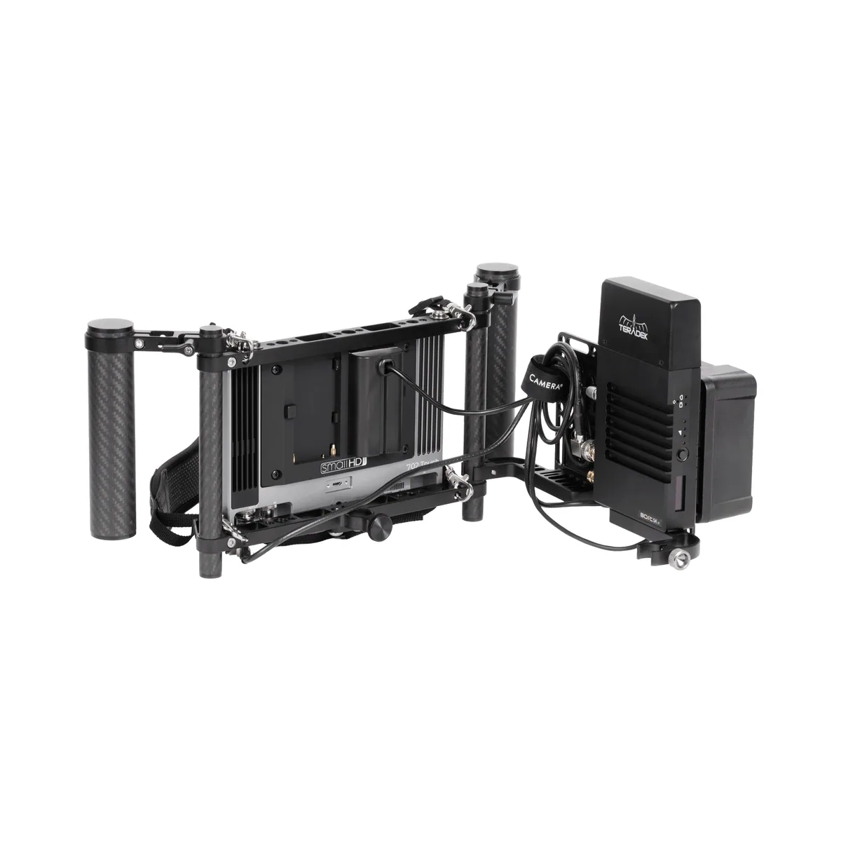 Wooden Camera Director’s Monitor Cage v3 with Carbon Fiber Handgrips