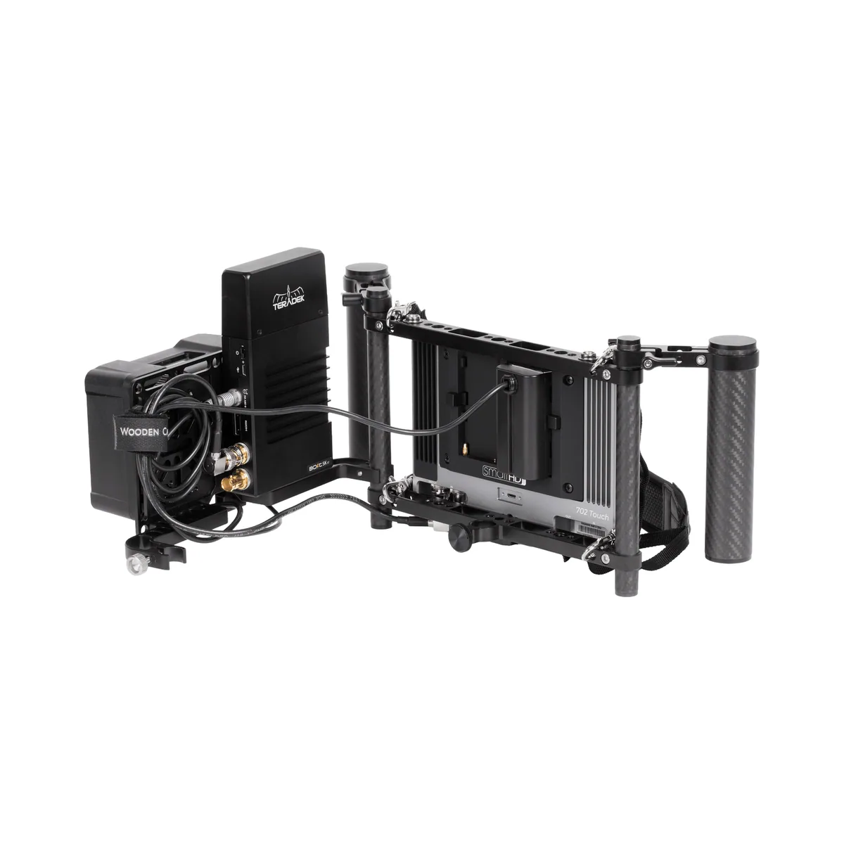 Wooden Camera Director’s Monitor Cage v3 with Carbon Fiber Handgrips