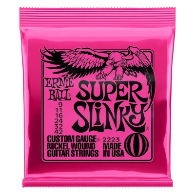 Ernie Ball Super Slinky Nickel Wound Electric Guitar Strings (6-String Set, .009 – .042)