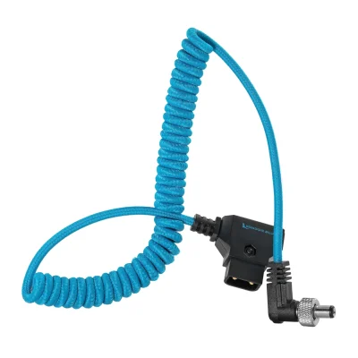 Kondor Blue Coiled D-Tap to Locking DC 2.5mm Right-Angle Cable (0.4 to 1.2m)