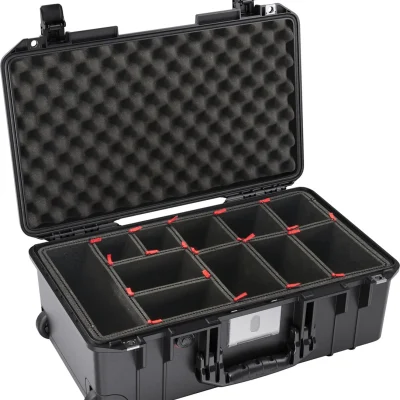 Pelican 1535Air Wheeled Carry-On Hard Case with TrekPak Divider Insert (Black, 27L)