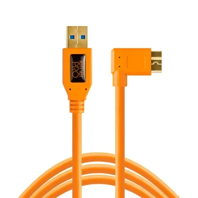 Tether Tools TetherPro USB 3.1 Gen 1 Type-A to Micro-B Right Angle Adapter Cable (Orange, 50cm)