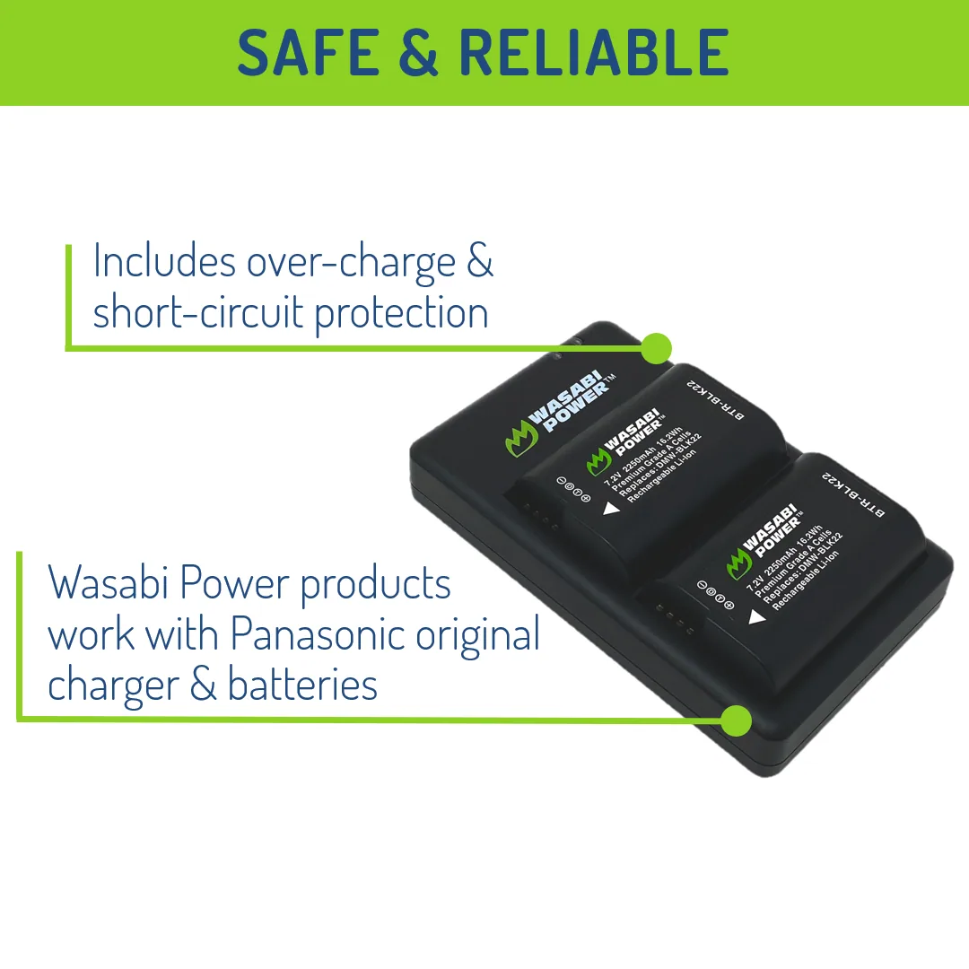 Wasabi Power BLK22 Battery and Dual Charger for Panasonic