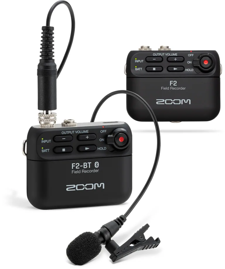 Zoom F2 Ultracompact Portable Field Recorder with Lavalier Microphone (Black)