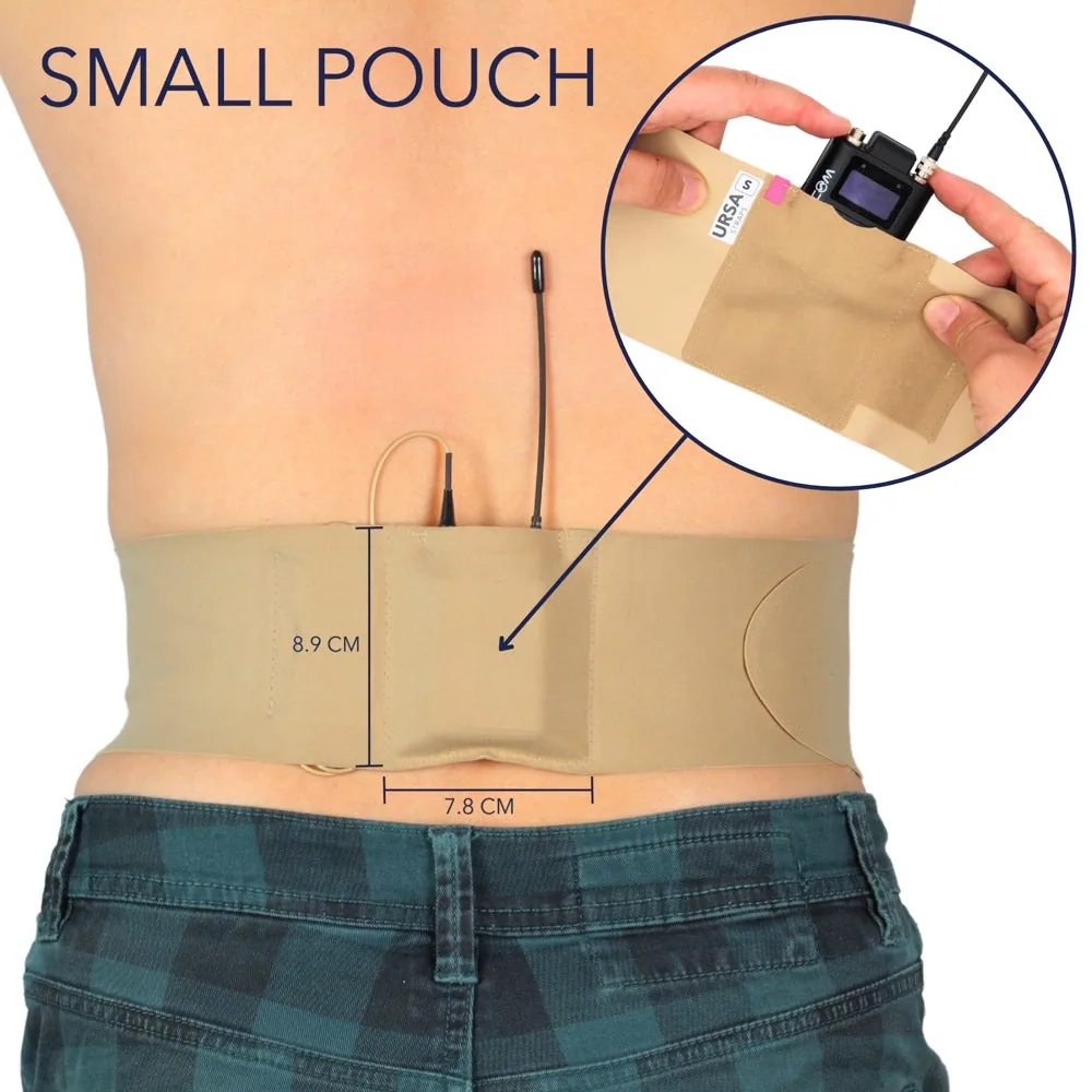 Ursa Waist Strap with Big Pouch for Wireless Transmitters (Small, Beige)