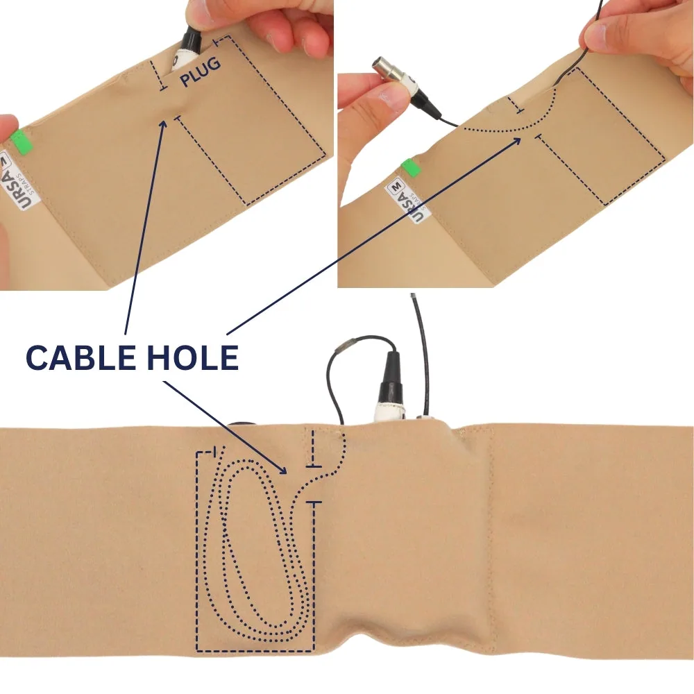 Ursa Waist Strap with Big Pouch for Wireless Transmitters (Medium, Beige)