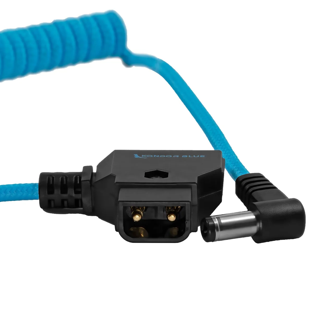 Kondor Blue D-Tap to DC Right Angle Coiled Cable (5.5 x 2.5mm) for Canon C70