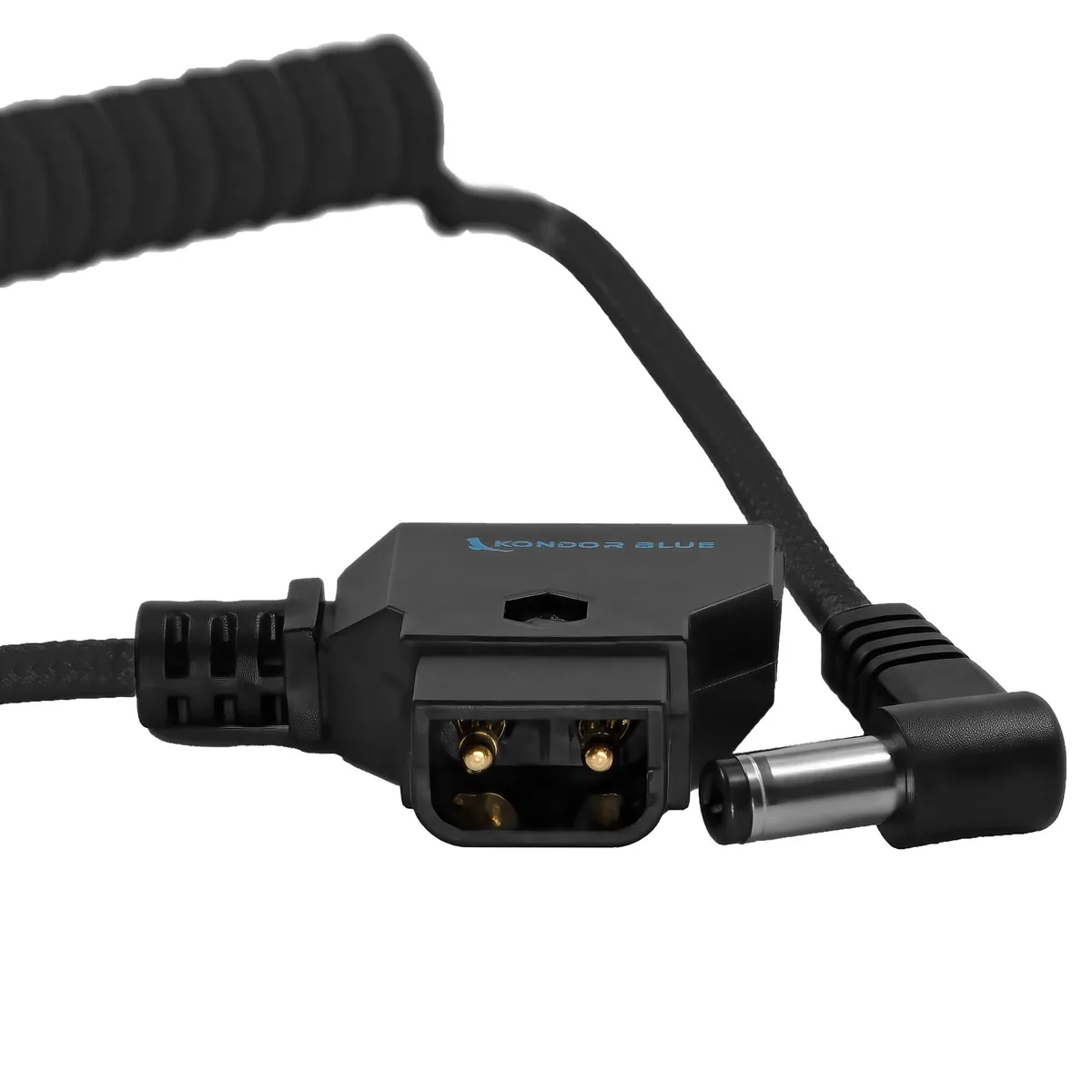 Kondor Blue D-Tap to DC Right Angle Coiled Cable (5.5 x 2.5mm) for Canon C70