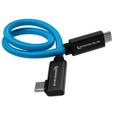 Kondor Blue USB C to USB C High Speed Cable for SSD Recording (Right Angle, 30cm)