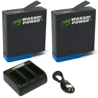 Wasabi Power GoPro HERO8 Battery (2-Pack) and Triple Charger Compatible with HERO7 Black, HERO6